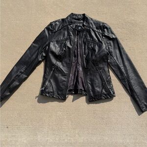Guess Black Genuine Leather Jacket Womens Medium
